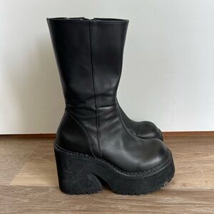 Unif Parker Boots size 7  Black Leather Chunky Platform.